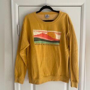 Women’s Crew Neck Sweatshirt Acadia National Park | Mustard Yellow | Medium